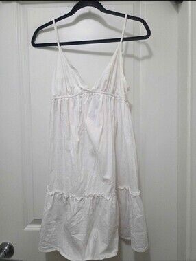 Aritzia Sunday Best Aroma White Spaghetti-Strap Cotton Dress In Large
